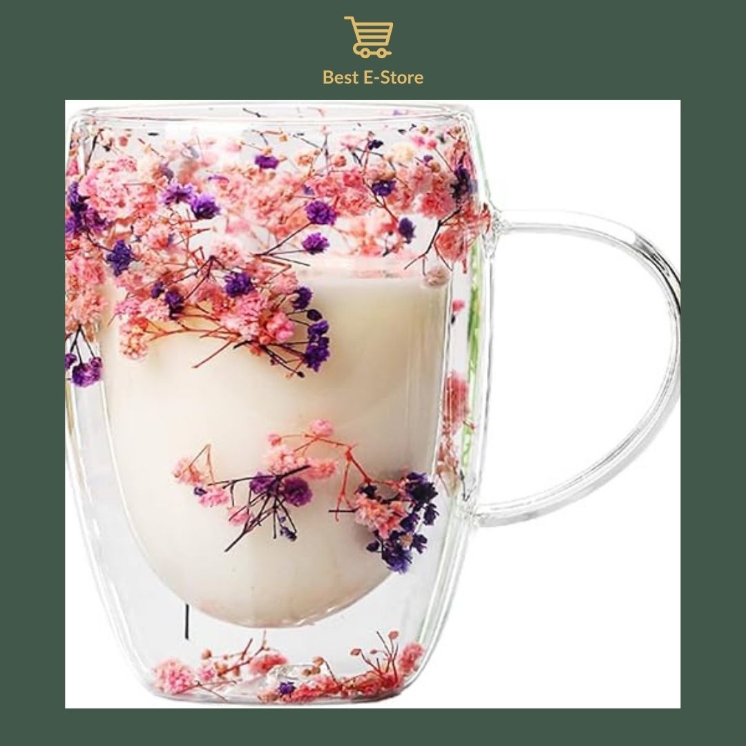 🌼Floral Fusion: Dubbelväggiga Glasmuggar