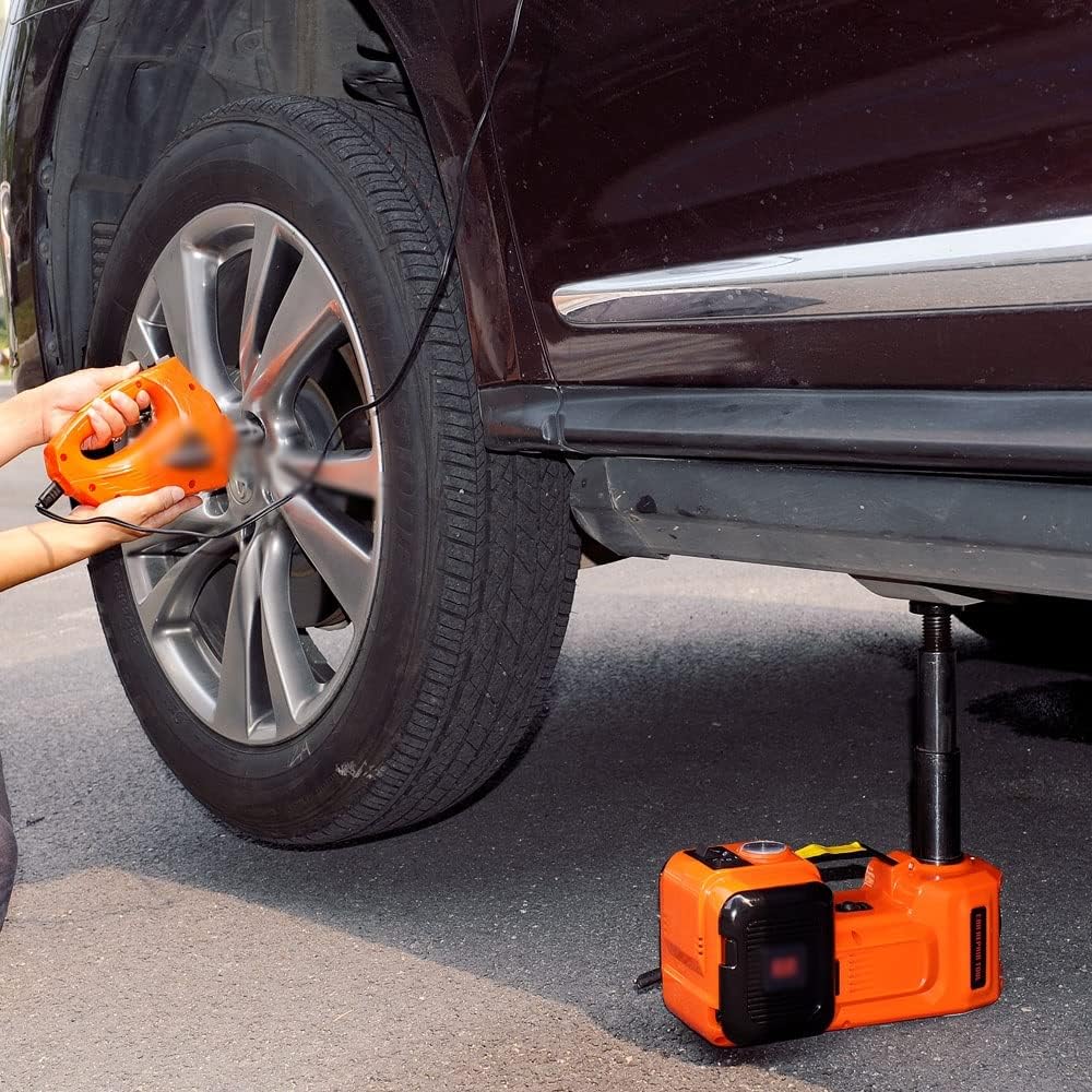 3 in 1 5ton Car Floor Jack Electric Hydraulic Car Jack 12V with Inflator Pump LED Light for Truck Tire Repair Tool